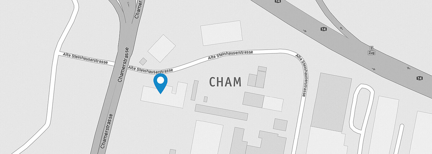 Mappa con una parte di Cham in Svizzera