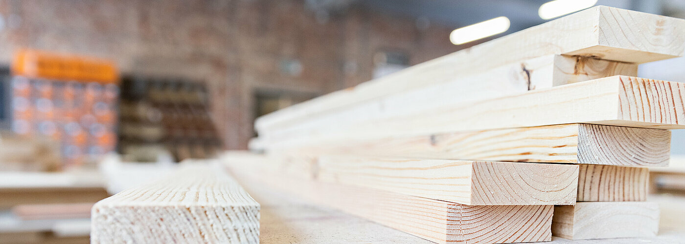 Wooden boards at a woodworking company