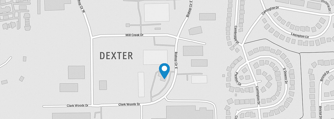 Mappa con una parte di Dexter, Michigan (USA)