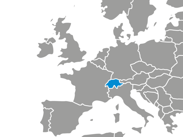 Map focusing on Switzerland