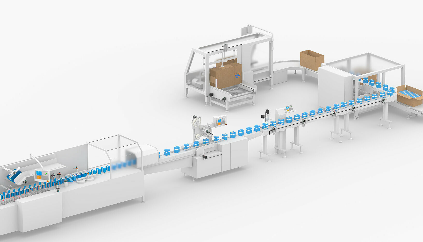 Packaging system with position indicators and positioning drives