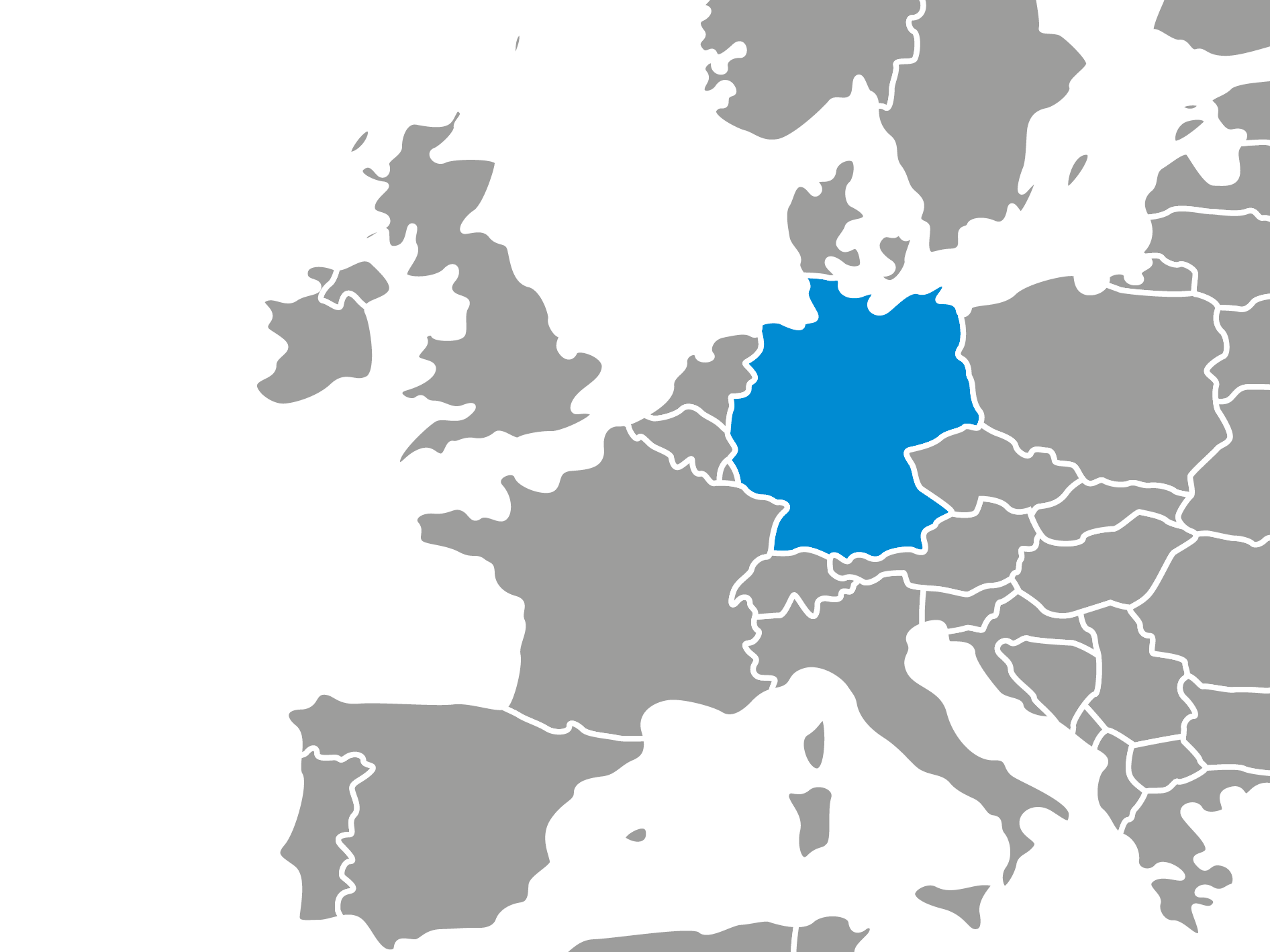 Landkarte mit Fokus auf Deutschland
