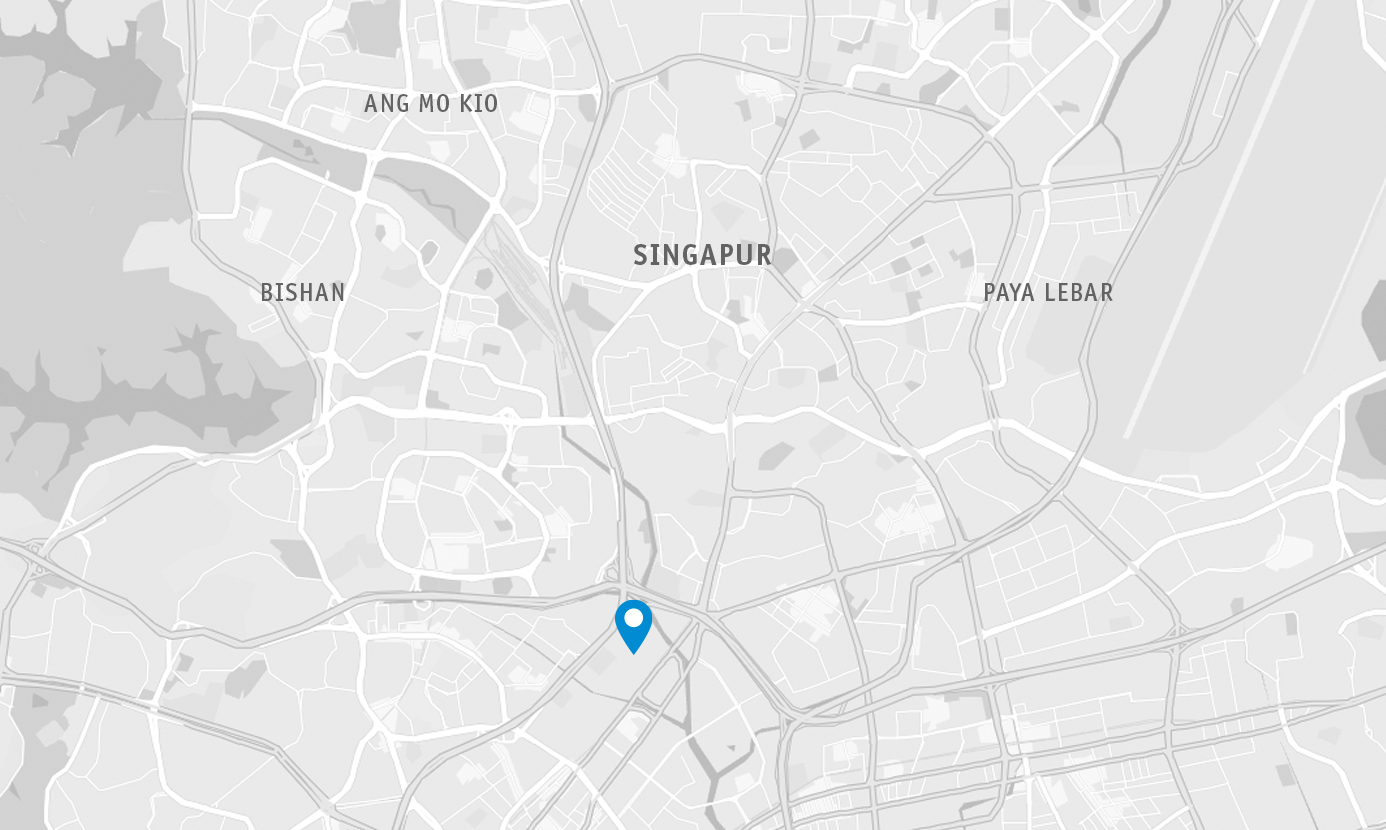 Mapa de Singapur que señala la ubicación de la empresa SIKO Products Asia