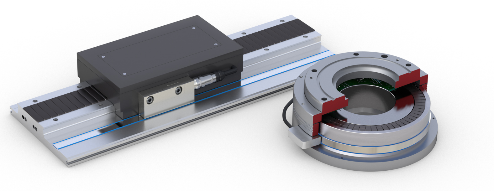 Linear motor and torque motor with SIKO encoder